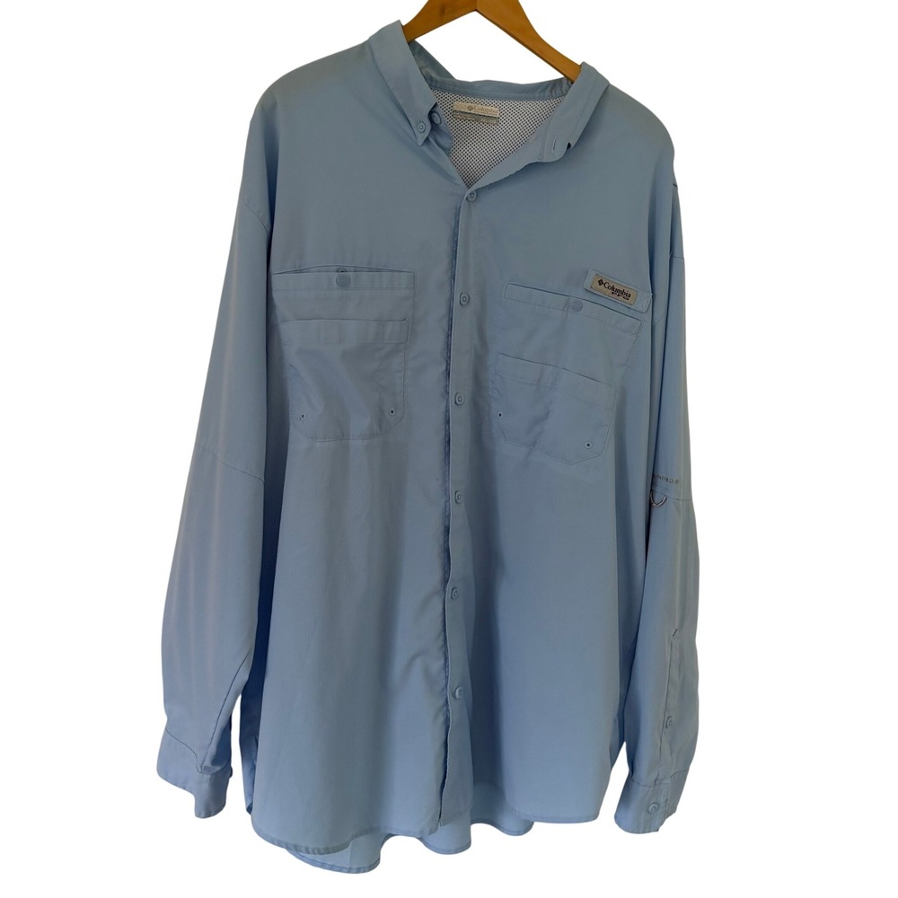 Columbia Light Blue PFG Tamiami II Fishing Shirt XXL